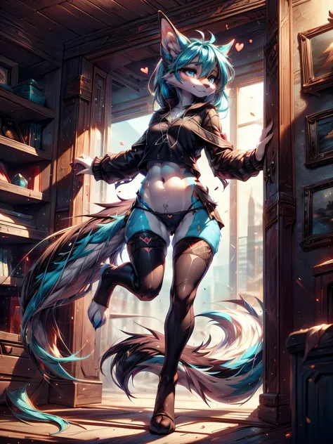 ((beautiful and detailed))) teenage girl 18 years, (((18 years))) high definition 1:1(((female))) ((the second)) elongated fox snout, Debt, (((blue body)))Ross Tran, by ruan jia, by zaush, por Foxovh, cinematic lighting, seductive, Debt, Vista de whole bod...