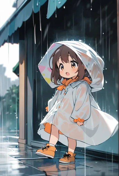 One girl, rain , Frolicking Kids, Raincoat