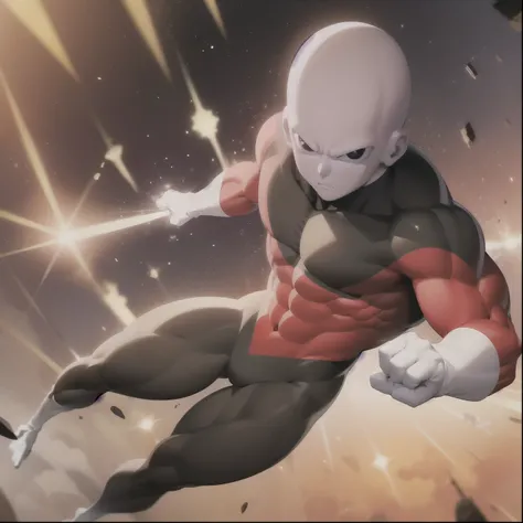 ((masterpiece, best quality)),(complex lighting),solo,1boy, full body, jiren,white gloves,bodysuit,muscular,bald light particles...