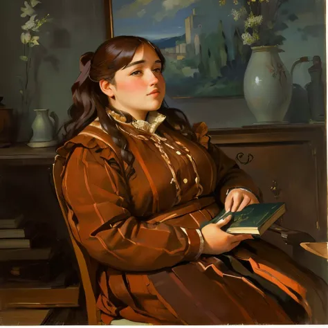 Woman sitting on a chair and holding a book, Portrait of a plump woman, ポール・Caesanneによる, ポール・Caesanneによる, By Suzanne Valadon, Caesanne, Inspiring art, Inspired by the paintings of Elizabeth Forbes, Caesanneによる, Caesanne風, Painting by Orobidad Camille Pissa...