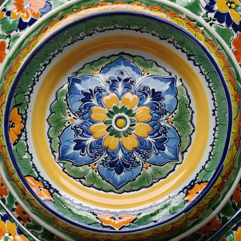 Ceramics, Talavera Pottery, high detailed, colourful