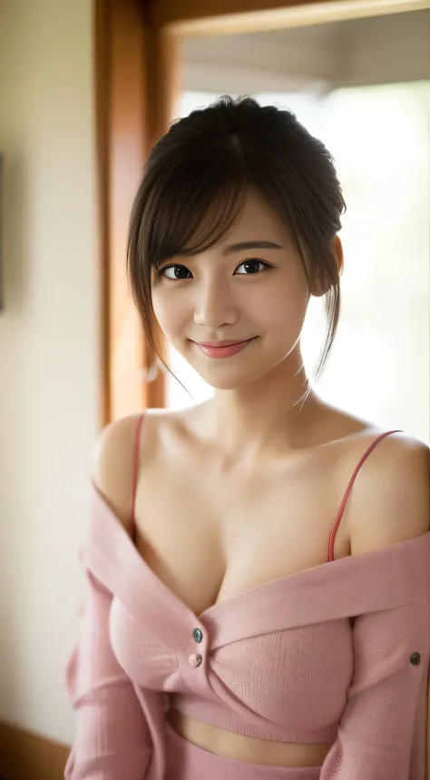 masterpiece,best quality,(Japanese girl),((Beautiful girl)),cleavage,(off shoulder:1.2),(perfect body beauty:1.2),(shy smile),From slightly above