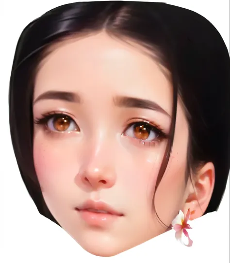 a close up of a woman with a pink flower in her hair, kawaii realistic portrait, inspired by Sim Sa-jeong, realistic anime 3 d style, realism artstyle, real detailed face, 3 d anime realistic, realistic beautiful face, realistic artstyle, smooth anime cg a...