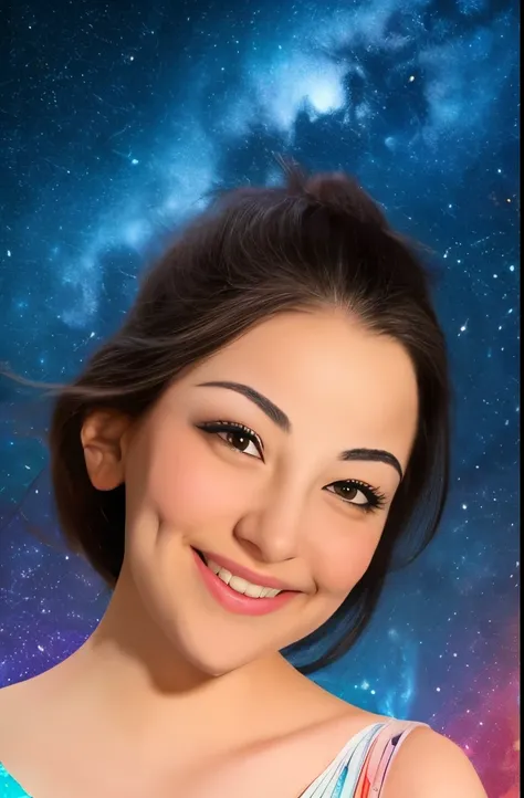 High detail, super detail, super high resolution, girl enjoying her time in the dream galaxy, surrounded by stars, warm light sprinkled on her, background is starry sky with colorful galaxies and galaxy clouds, stars flying around her, delicate face, addin...