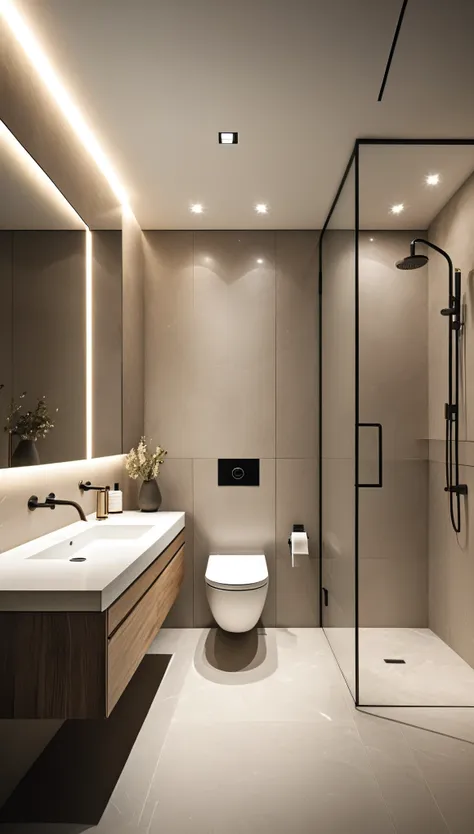 detailed high-quality bathroom, porcelain toilet, custom-built house, bespoke toilet, luxury interior, elegant, minimalist desig...