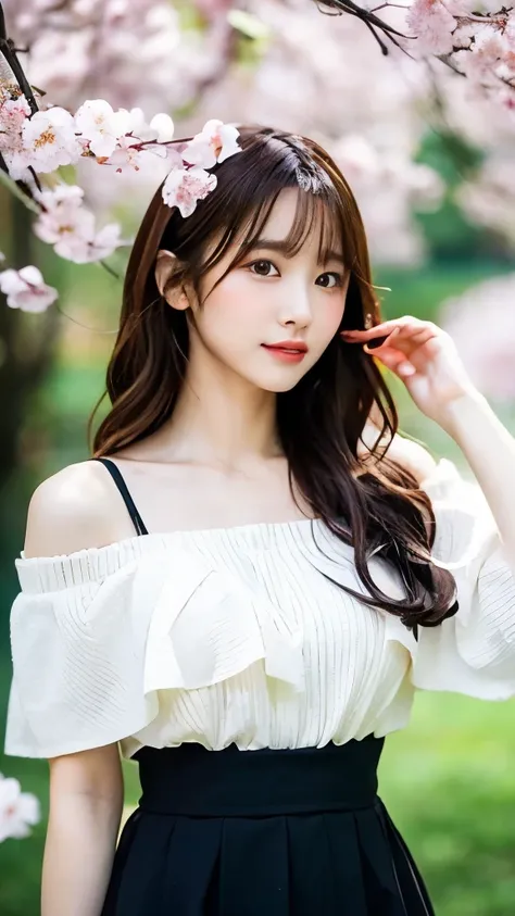 An Instagram post for a virtual idol named Sakura, featuring a consistent visual theme with AI gravure elements. The post includes a full-body view of a character with long black hair, dressed in a stylish off-shoulder top and skirt, showing a subtle amoun...