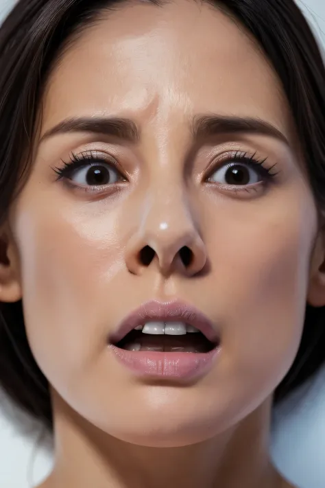 1 girl,flying debris,,Award-winning photo, Very detailed, Edge Orgasm,Face Focus, (Open your mouth ), 30 years old、Black Hair、Glowing Skin,From below、Realistic nostrils、Long and narrow nasal cavity,、Glass-walled office、(Modern interior office)、congestion、A...
