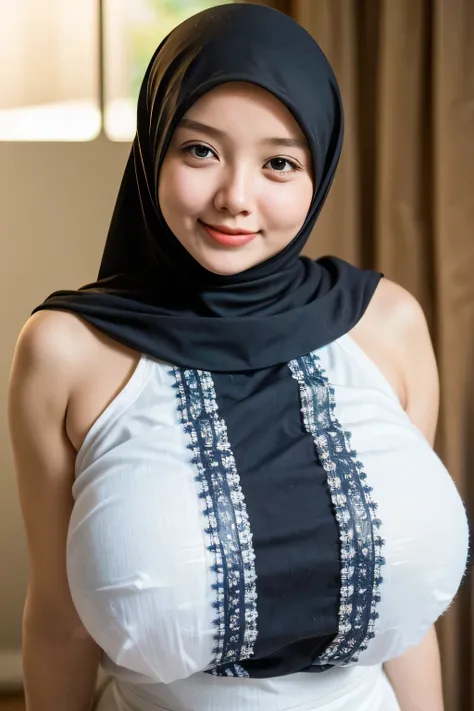 adorable, 1 girl, (face to face), , baby face, happy, medium portrait, (face details: 1), (eye details:1), ((naked big breasts)). wearing transparent transparency mini apron, .. Cute posed. proportional body. Ultra High Res. realistic: 1.4, UHD, poke ((HIJ...