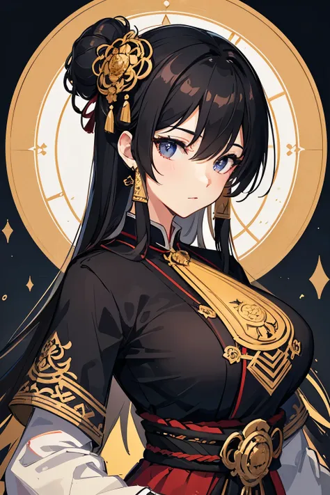 black station staff clothes,(Highest quality, sketch:1.2), masterpiece, style ,Taisho, mandala, Classic, beautiful, modern, big breasts,Fantasy
