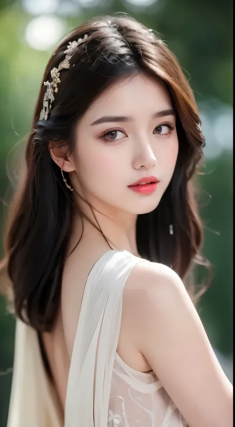 ((best quality, 8k, masterpiece: 1.3)), Concentrate upon: 1.2, perfect body beauty: 1.4, hip: 1.2, ((layered haircuts)), (wet clothes: 1.1), (rain, distance:1.3), (chest: 1.2), (Hanfu: 1.2), bare shoulders, bare legs, Highly detailed face and skin texture,...