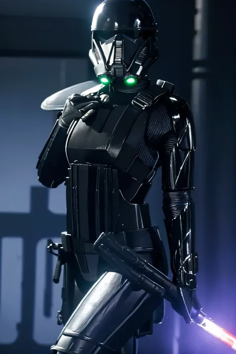 teen girl, star wars Deathtrooper, big thighs sexy teen, with helmet, doing sexy pose