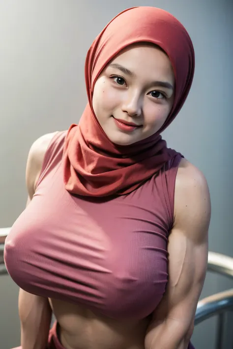 adorable, 1 girl, (face to face), , baby face, happy, medium portrait, (face details: 1), (eye details:1), ((naked big breasts)). wearing ((CROPPED SHIRT)) Cute posed. proportional body. Ultra High Res. realistic: 1.4, UHD, poke ((HIJAB STYLISH style)) , (...