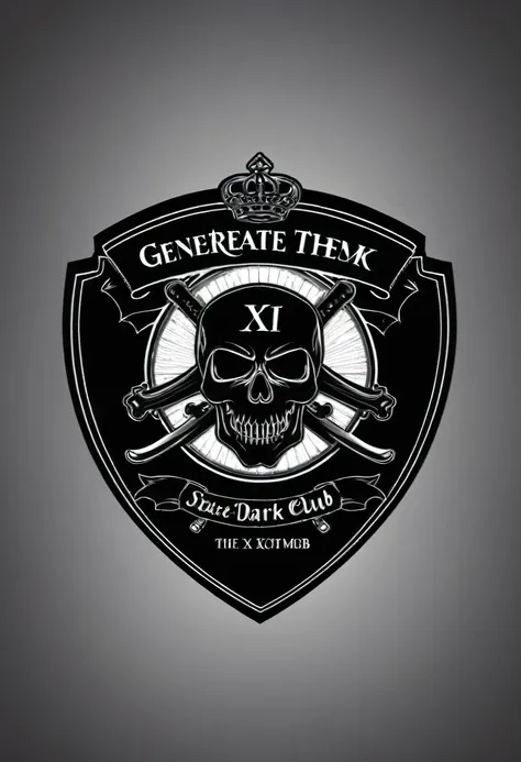 Generate a dark theme xi.xi skull club logo