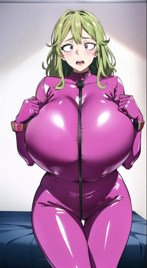 masterpiece, 1 person々, One person々in,10代の若者1 person々, Tooru Hagakure - My Hero Academia (My Hero Academia),Big Breasts, Mature Woman,Sharp eyes,、Green Hair,Pink Eyes, Heart-patterned eyes,Heart-shaped eyes Hollow eyes LoRA / Hollow / Hypnotic suggestion,C...