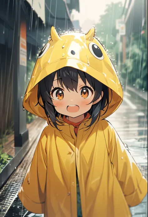 One girl, rain , Frolicking Kids, Raincoat