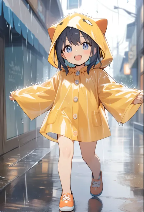 One girl, rain , Frolicking Kids, Raincoat