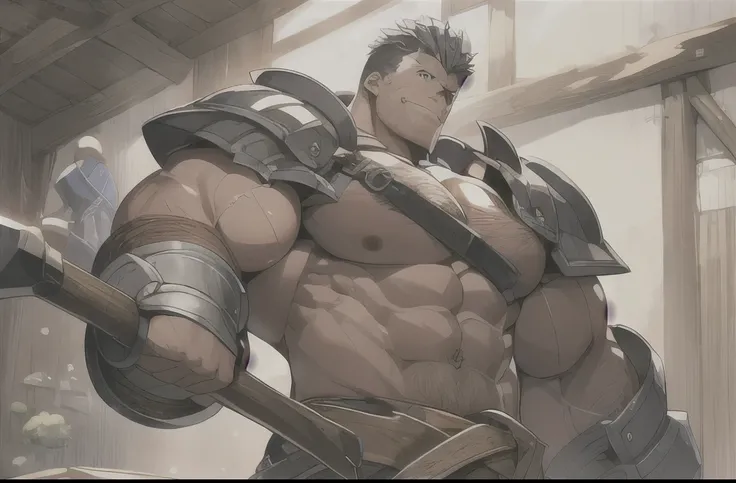 muscle、male、blacksmith、Strong、hammer、Armament。