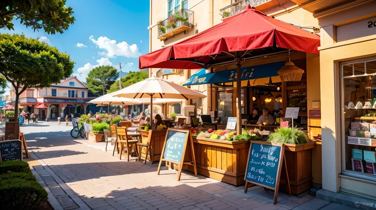 8K HD Soft Light　Seaside Cafe　Ghibli style　an example