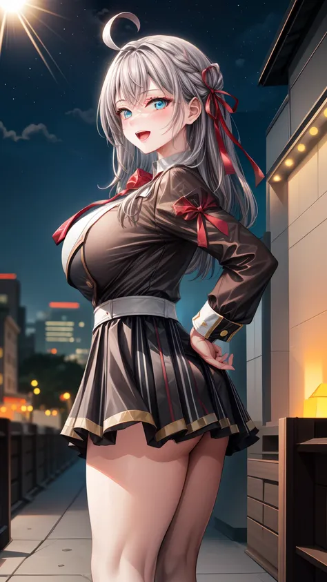 Alisa Kujou, 

(night:1.7), 1 girl standing at attention, 22 years,young female,beautiful Finger, beautiful long legs ,beautiful body ,beautiful Nose ,beautiful character design, Perfect eyes, perfect face,

There is an anime girl., 1 girl, thighs, Alone, ...