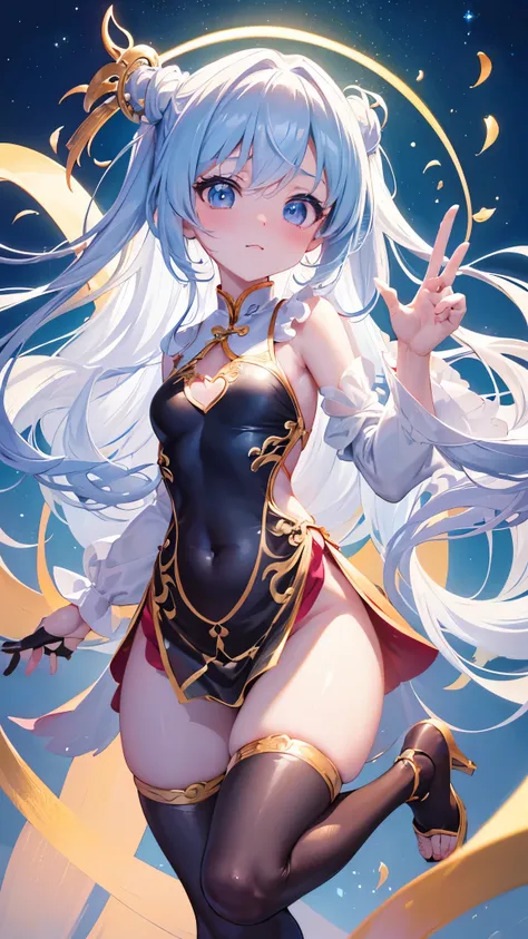 (((anime-style cute face)))、Light blue twintails、beautiful、blush、Very big eyes、anatomically correct body、Thighs、The face is bright、Professional Lighting、Small Breasts、(Highest quality1.5, Anime artwork, Anime Style, Studio Anime, Very detailed, Anime Color...