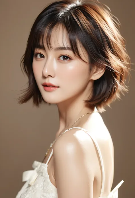 (Delicate illustrations:1.4)、(masterpiece:1.0)、(Highest quality:1.4)、(Ultra-high resolution:1.2)、(Photorealistic:1.4)、(In 8K、Live Shooting:1.2)、(Soft Focus:1.4)、(20-year-old:1.3)、(Sharp Focus:1.4)、One beautiful woman、short hair、