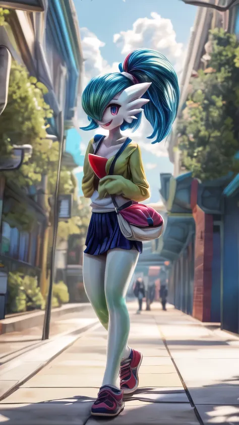 (best quality,4k,8k,highres,masterpiece:1.2),ultra-detailed, gardevoir as a college girl walking around college campus, struttin...