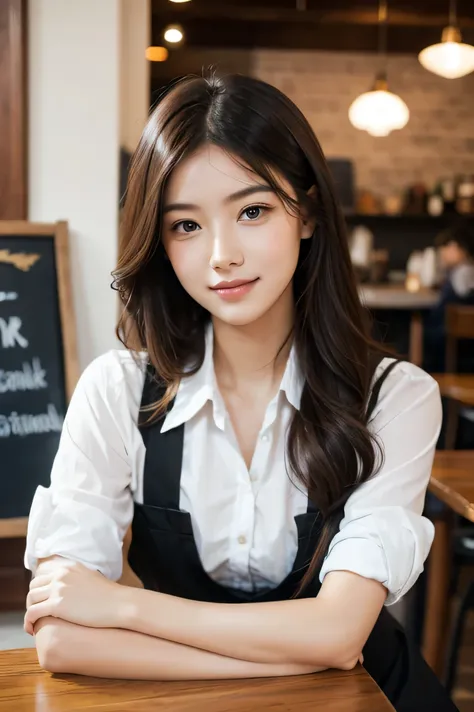 Beautiful woman working in a cafe