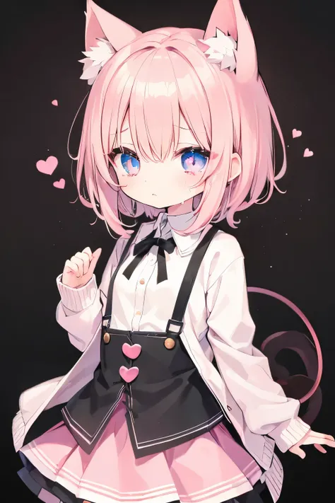 Browsing Caution,short, Light pink hair、cardigan、Pink Skirt、Putting on a collar、Elementary school girl、Very beautiful and Shining Eyes、Shining Eyes、1 person、Cat ear、(((((Small body)))))、heart❤、((Sweat、vapor)）