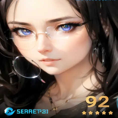 a close up of a person with a pair of glasses on, stunning anime face portrait, beautiful anime face, artwork in the style of guweiz, with long hair and piercing eyes, realistic anime 3 d style, anime style. 8k, detailed portrait of anime girl, beautiful a...