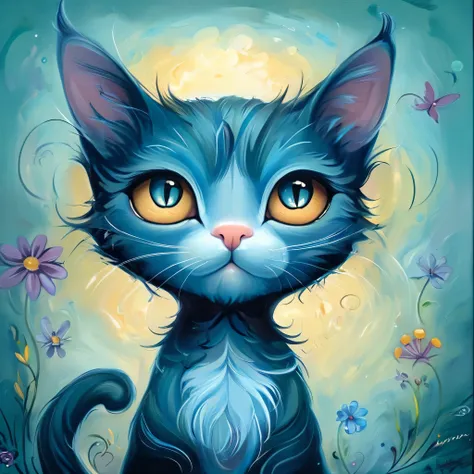 very cute 1 cat, style of jeremiah ketner