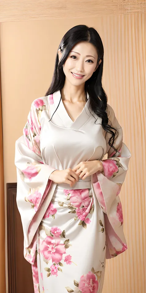 (最high quality、Tabletop、8k、Best image quality、Award-winning works)、(One beautiful mature woman:1.1)、Adult face、(Innkeeper:1.1)、(Elegant floral kimono:1.2)、(A kimono with a perfect and precise collar:1.2)、Perfect mature woman portrait photo、Glowing Skin、Sta...