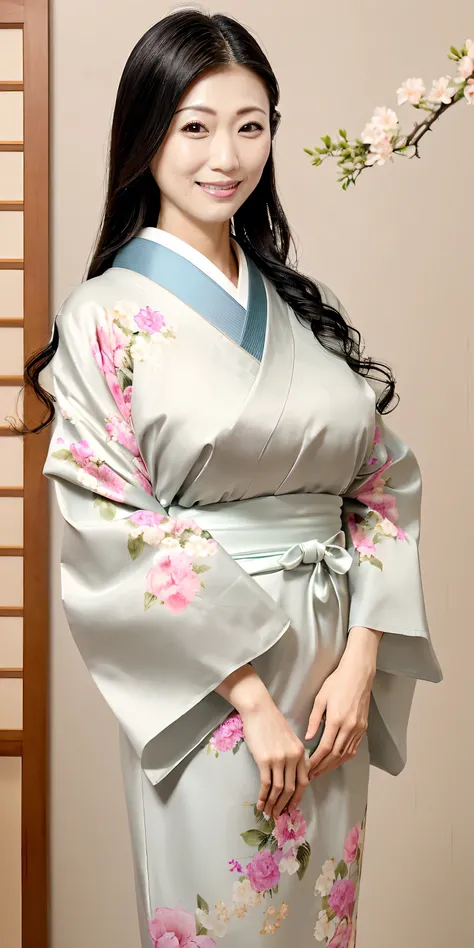 (最high quality、Tabletop、8k、Best image quality、Award-winning works)、(One beautiful mature woman:1.1)、Adult face、(Innkeeper:1.1)、(Take off your elegant floral kimono:1.2)、(A kimono with a perfect and precise collar:1.2)、Perfect mature woman portrait photo、Gl...