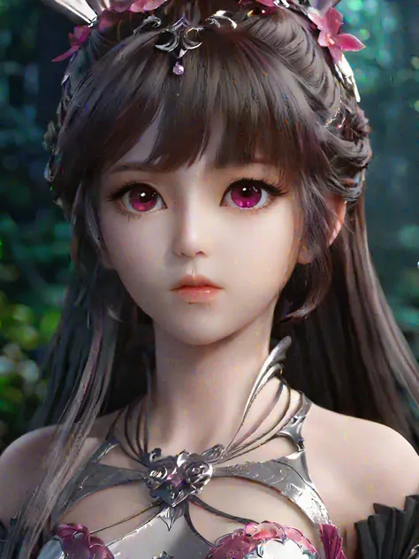 quality(8k wallpaper of extremely detailed CG unit, ​masterpiece, hight resolution, top-quality, top-quality real texture skin,hyper realisitic, digitial painting,long brown hair, magenta eyes,heavenly beauty,xiaowu,magenta eyes,increase the resolution,RAW...