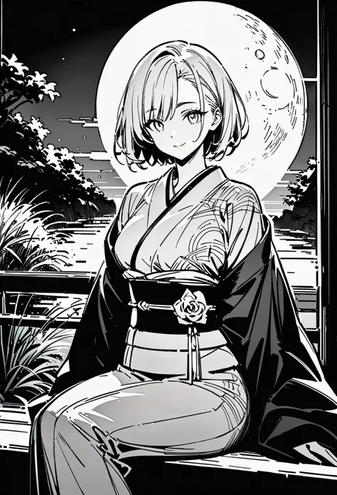 Masterpiece, top class, unique, white rose, line drawing background, white background, monochrome, line drawing, ((sketch)). (Best Quality: 1.2, Highly detailed, Anime, Attention to detail, Line art, Masterpiece, Top quality, Best aesthetics), (Small face)...