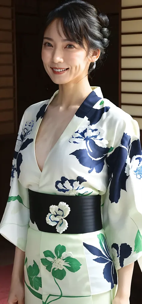 (最high quality、Tabletop、8k、Best image quality、Award-winning works)、(One beautiful mature woman:1.1)、Adult face、(Innkeeper:1.1)、(Elegant floral kimono:1.2)、(A kimono with a perfect and precise collar:1.2)、Perfect mature woman portrait photo、Glowing Skin、Sta...