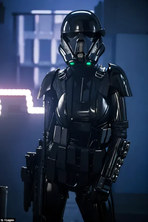 teen girl, star wars Deathtrooper, big thighs sexy teen, with helmet, doing sexy pose