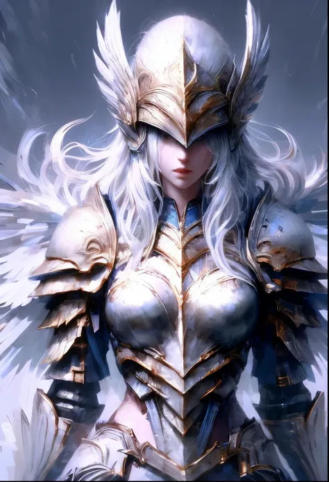 1 Girl,sit,White streamer,Saint,Martial God,Blue streamer