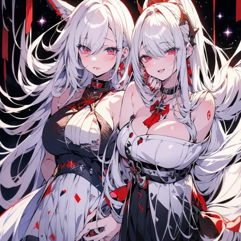 NSFW, anime with white hair and red eyes, seductive anime, azur lane style, Kantai Collection Style, from the azur lane videogame, perfect white haired girl, white haired deity, attractive anime, beautiful seductive anime woman, characters from azur lane, ...