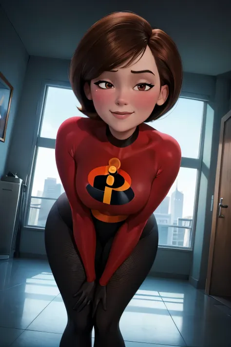 high quality, masterpiece, best quality, helenparr, 3d, 3d character, disney character, the incredibles, helen parr, looking at ...