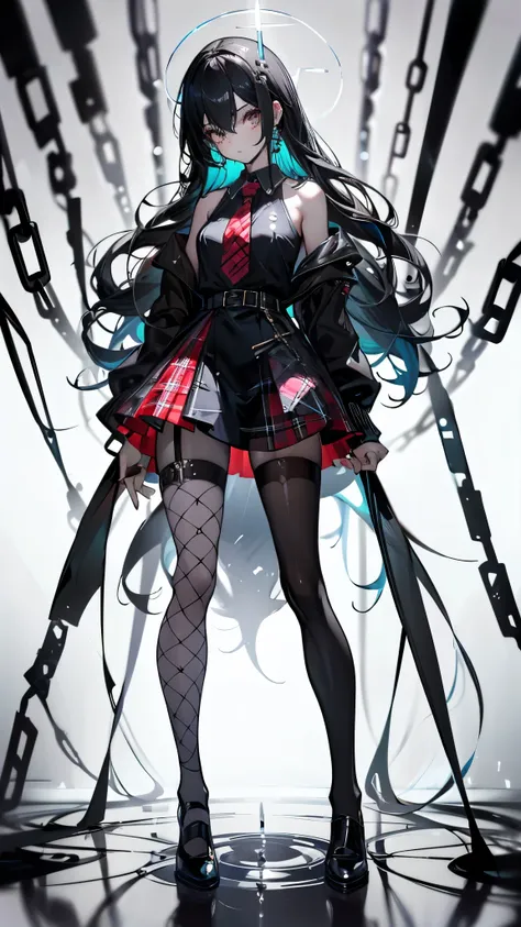 perfect quality，perfect body proportions，long legs，clown girl，whole body，standing，black and white plaid，poker，transparent pantyh...