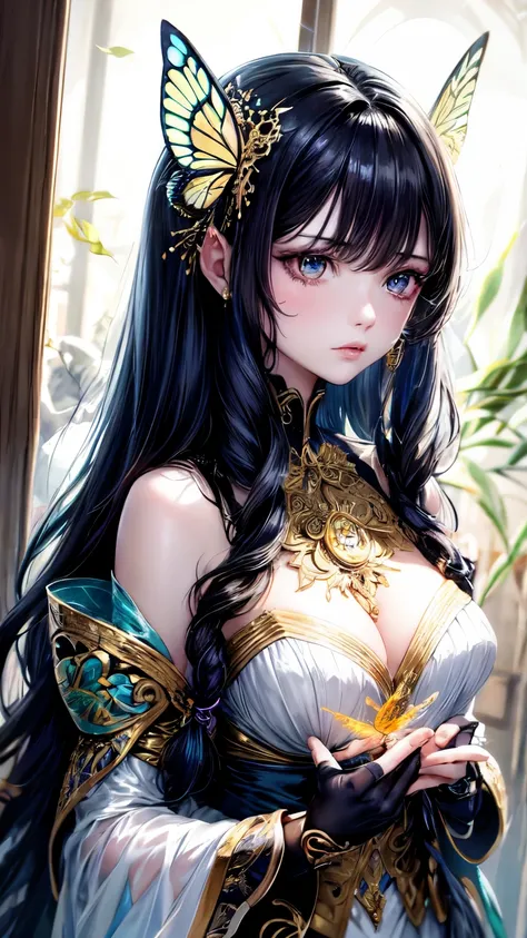 A mesmerizing 8K portrait of a breathtaking cyborg with luscious brown hair, exuding a blend of intricacy and grace. Crafted by the artistic talents of Artgerm, Ruan Jia, and Greg Rutkowski, the artwork depicts a surrealist masterpiece featuring delicate g...