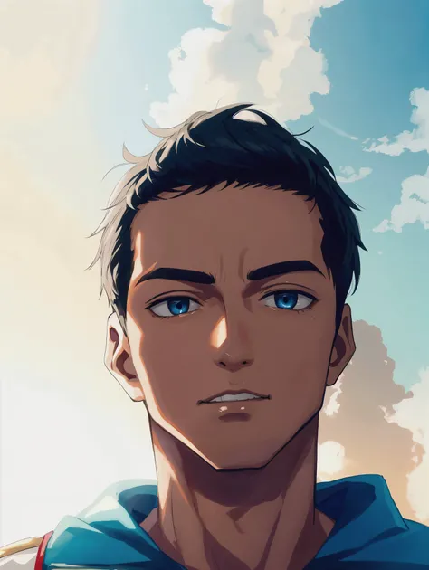 High resolution, Shortcuts, Black Hair, Character portrait, male,earphone, 