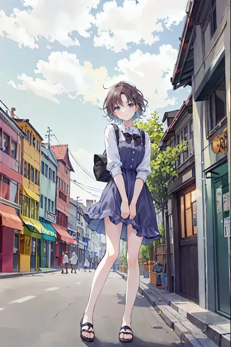 Brown Hair，Shortcuts，Messy Hair，Slender beauty，A dignified posture，Small chest，Beautiful feet，Her captivating grey-blue eyes shine like stars，Tabletop,Very detailed,1 girl,alone、Cool composition、best scene、Cool composition、high quality、haze、Transparent wat...