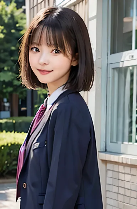 school，nogizaka's uniform，short bob，whole body