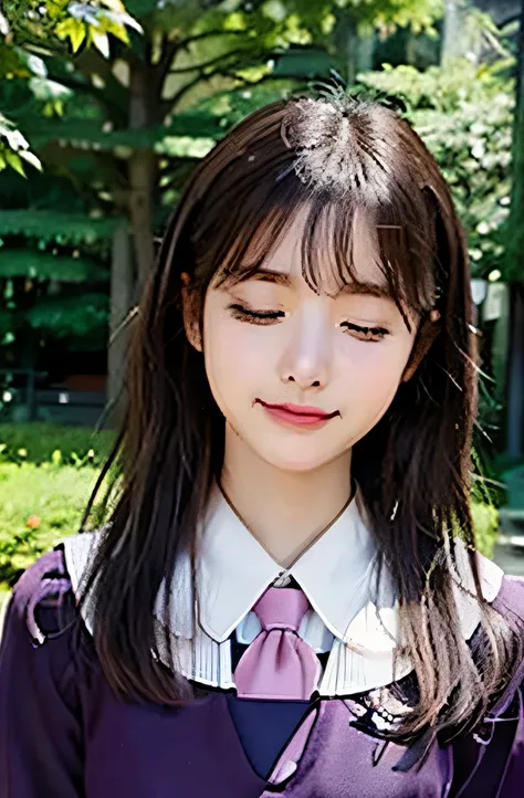 garden，nature，nogizaka's uniform，eyes closed