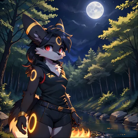 score_9, score_8_up, score_7_up, source_furry, rating_safe, 1girl,anthro, umbreon, black body fur, gold markings, pokemon, red e...