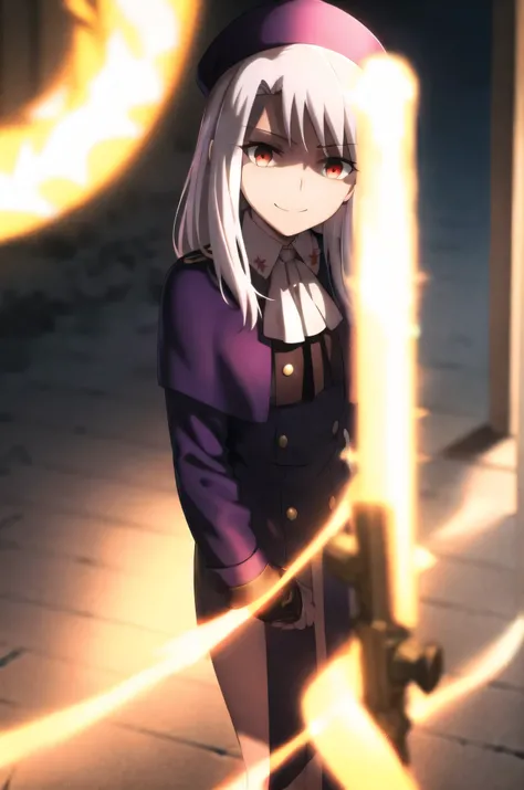 best quality, (masterpiece:1.2), highly detailed,
fate/stay background, night, city, moon,
illyasviel von einzbern ubw,
1girl, solo, standing, looking at the viewer, closed mouth, smile,
long hair, white hair, red eyes,most evil huge laugh,lipstick,sadisti...