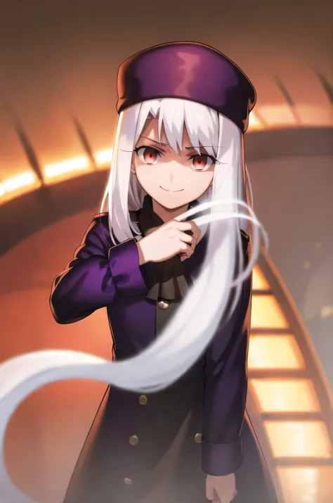 best quality, (masterpiece:1.2), highly detailed,
fate/stay background, night, city, moon,
illyasviel von einzbern ubw,
1girl, solo, standing, looking at the viewer, closed mouth, smile,
long hair, white hair, red eyes,most evil huge laugh,lipstick,sadisti...