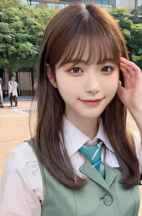 nogizaka's uniform，garden，upper body，clear，eyes closed