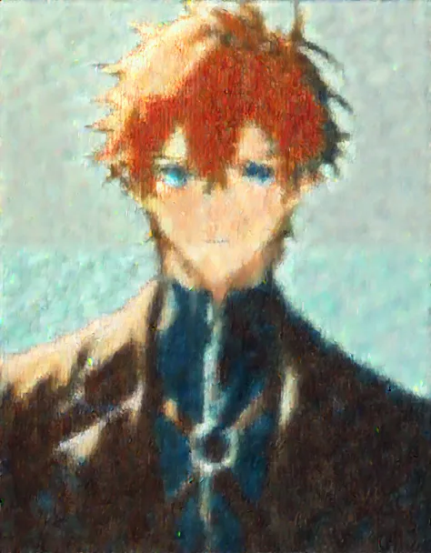 1 men, Red-Haired, blue colored eyes, アニメ, muka, leather outfit,  muka serio, Mediovale